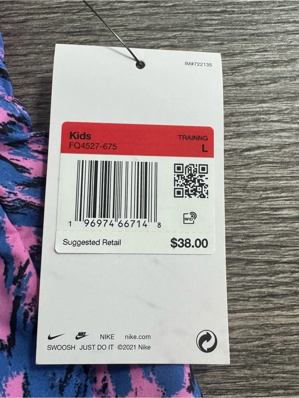 Nike One Kids Girls Woven High-Waisted Shorts Dri-fit Pink/blue Sz L Brief Lined